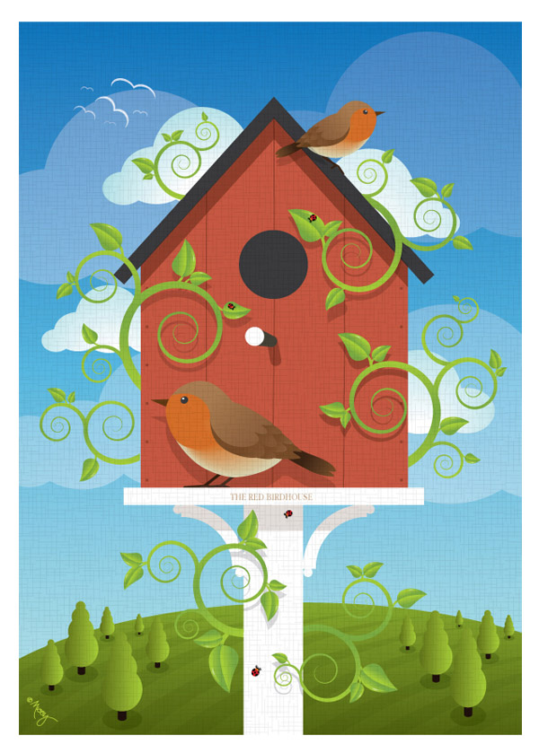 The Red Birdhouse by Shirley-Ann Dick