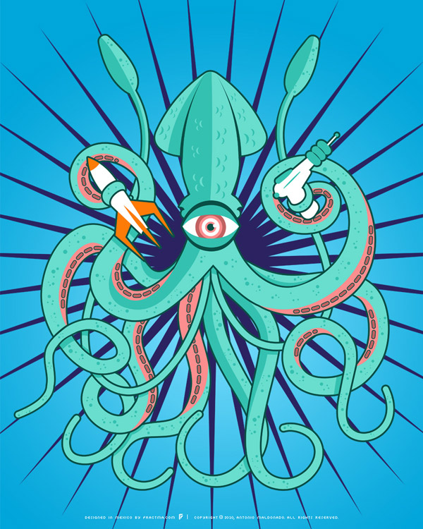 Giant Squid Attack! by fractma