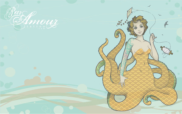 Octopus Lady Wallpaper by kerinewton