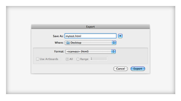 New HTML5 "canvas" support for Illustrator