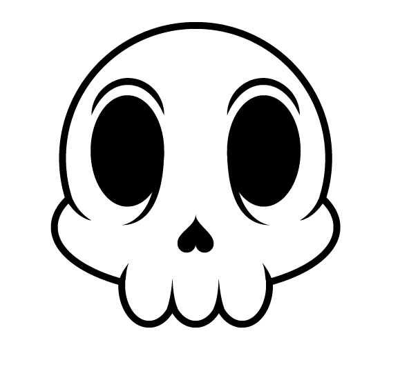 Cartoon Skull Sticker Vector.