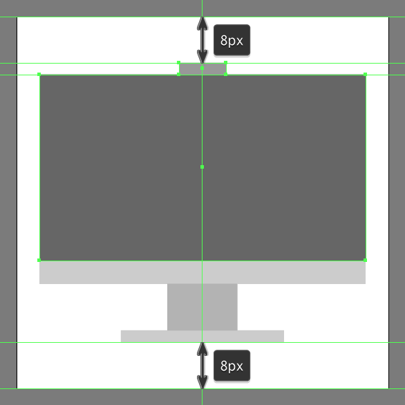 Create the stand’s upper head using an 8 x 2 px rectangle